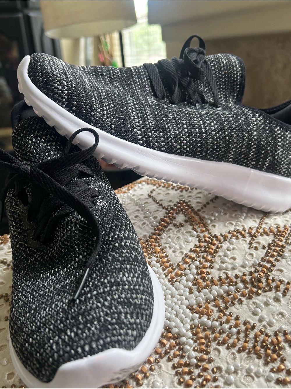 Athletic Works Black and White Knit Women's Athletic Sneakers size 7.5.